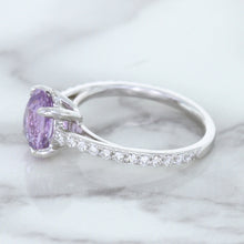 Load image into Gallery viewer, 2.01ct Oval Unheated EGL Certified Purple Sapphire Ring with Diamonds in 18K White Gold