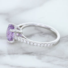 Load image into Gallery viewer, 2.01ct Oval Unheated EGL Certified Purple Sapphire Ring with Diamonds in 18K White Gold