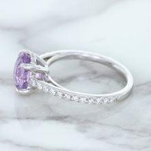 Load image into Gallery viewer, 2.01ct Oval Unheated EGL Certified Purple Sapphire Ring with Diamonds in 18K White Gold