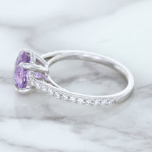 Load image into Gallery viewer, 2.01ct Oval Unheated EGL Certified Purple Sapphire Ring with Diamonds in 18K White Gold