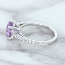 Load image into Gallery viewer, 2.01ct Oval Unheated EGL Certified Purple Sapphire Ring with Diamonds in 18K White Gold