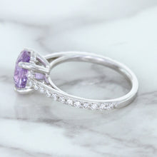 Load image into Gallery viewer, 2.01ct Oval Unheated EGL Certified Purple Sapphire Ring with Diamonds in 18K White Gold