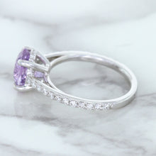 Load image into Gallery viewer, 2.01ct Oval Unheated EGL Certified Purple Sapphire Ring with Diamonds in 18K White Gold