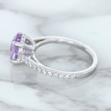 Load image into Gallery viewer, 2.01ct Oval Unheated EGL Certified Purple Sapphire Ring with Diamonds in 18K White Gold