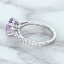 Load image into Gallery viewer, 2.01ct Oval Unheated EGL Certified Purple Sapphire Ring with Diamonds in 18K White Gold