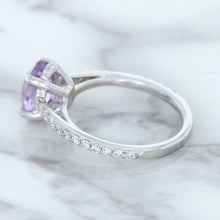 Load image into Gallery viewer, 2.01ct Oval Unheated EGL Certified Purple Sapphire Ring with Diamonds in 18K White Gold