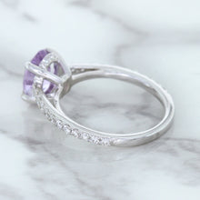 Load image into Gallery viewer, 2.01ct Oval Unheated EGL Certified Purple Sapphire Ring with Diamonds in 18K White Gold
