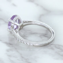 Load image into Gallery viewer, 2.01ct Oval Unheated EGL Certified Purple Sapphire Ring with Diamonds in 18K White Gold