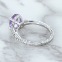 Load image into Gallery viewer, 2.01ct Oval Unheated EGL Certified Purple Sapphire Ring with Diamonds in 18K White Gold