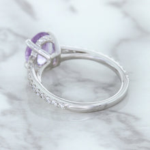 Load image into Gallery viewer, 2.01ct Oval Unheated EGL Certified Purple Sapphire Ring with Diamonds in 18K White Gold