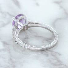 Load image into Gallery viewer, 2.01ct Oval Unheated EGL Certified Purple Sapphire Ring with Diamonds in 18K White Gold