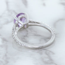 Load image into Gallery viewer, 2.01ct Oval Unheated EGL Certified Purple Sapphire Ring with Diamonds in 18K White Gold