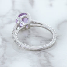 Load image into Gallery viewer, 2.01ct Oval Unheated EGL Certified Purple Sapphire Ring with Diamonds in 18K White Gold