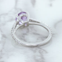Load image into Gallery viewer, 2.01ct Oval Unheated EGL Certified Purple Sapphire Ring with Diamonds in 18K White Gold