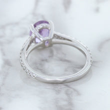 Load image into Gallery viewer, 2.01ct Oval Unheated EGL Certified Purple Sapphire Ring with Diamonds in 18K White Gold