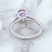 Load image into Gallery viewer, 2.01ct Oval Unheated EGL Certified Purple Sapphire Ring with Diamonds in 18K White Gold
