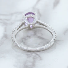 Load image into Gallery viewer, 2.01ct Oval Unheated EGL Certified Purple Sapphire Ring with Diamonds in 18K White Gold