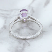 Load image into Gallery viewer, 2.01ct Oval Unheated EGL Certified Purple Sapphire Ring with Diamonds in 18K White Gold