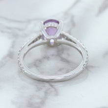 Load image into Gallery viewer, 2.01ct Oval Unheated EGL Certified Purple Sapphire Ring with Diamonds in 18K White Gold