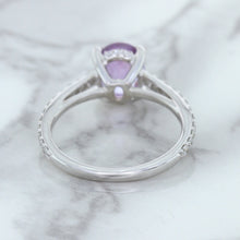 Load image into Gallery viewer, 2.01ct Oval Unheated EGL Certified Purple Sapphire Ring with Diamonds in 18K White Gold