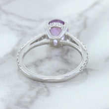 Load image into Gallery viewer, 2.01ct Oval Unheated EGL Certified Purple Sapphire Ring with Diamonds in 18K White Gold