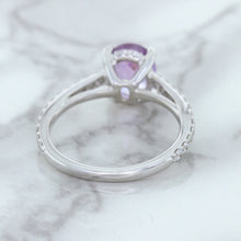 Load image into Gallery viewer, 2.01ct Oval Unheated EGL Certified Purple Sapphire Ring with Diamonds in 18K White Gold