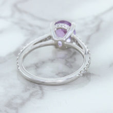 Load image into Gallery viewer, 2.01ct Oval Unheated EGL Certified Purple Sapphire Ring with Diamonds in 18K White Gold