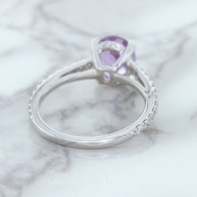 Load image into Gallery viewer, 2.01ct Oval Unheated EGL Certified Purple Sapphire Ring with Diamonds in 18K White Gold