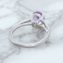 Load image into Gallery viewer, 2.01ct Oval Unheated EGL Certified Purple Sapphire Ring with Diamonds in 18K White Gold