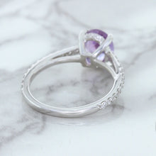 Load image into Gallery viewer, 2.01ct Oval Unheated EGL Certified Purple Sapphire Ring with Diamonds in 18K White Gold
