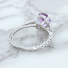 Load image into Gallery viewer, 2.01ct Oval Unheated EGL Certified Purple Sapphire Ring with Diamonds in 18K White Gold