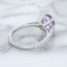 Load image into Gallery viewer, 2.01ct Oval Unheated EGL Certified Purple Sapphire Ring with Diamonds in 18K White Gold