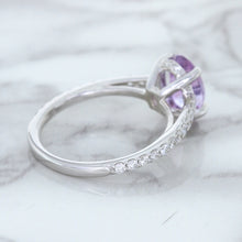 Load image into Gallery viewer, 2.01ct Oval Unheated EGL Certified Purple Sapphire Ring with Diamonds in 18K White Gold