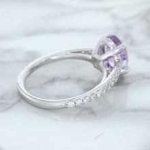 Load image into Gallery viewer, 2.01ct Oval Unheated EGL Certified Purple Sapphire Ring with Diamonds in 18K White Gold