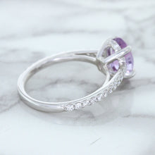 Load image into Gallery viewer, 2.01ct Oval Unheated EGL Certified Purple Sapphire Ring with Diamonds in 18K White Gold