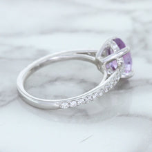 Load image into Gallery viewer, 2.01ct Oval Unheated EGL Certified Purple Sapphire Ring with Diamonds in 18K White Gold
