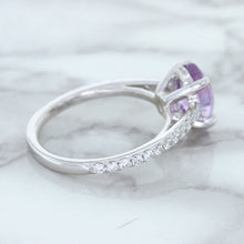 Load image into Gallery viewer, 2.01ct Oval Unheated EGL Certified Purple Sapphire Ring with Diamonds in 18K White Gold