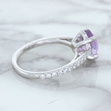 Load image into Gallery viewer, 2.01ct Oval Unheated EGL Certified Purple Sapphire Ring with Diamonds in 18K White Gold