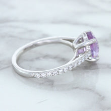 Load image into Gallery viewer, 2.01ct Oval Unheated EGL Certified Purple Sapphire Ring with Diamonds in 18K White Gold