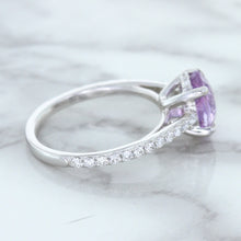 Load image into Gallery viewer, 2.01ct Oval Unheated EGL Certified Purple Sapphire Ring with Diamonds in 18K White Gold