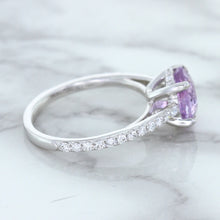 Load image into Gallery viewer, 2.01ct Oval Unheated EGL Certified Purple Sapphire Ring with Diamonds in 18K White Gold