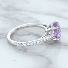 Load image into Gallery viewer, 2.01ct Oval Unheated EGL Certified Purple Sapphire Ring with Diamonds in 18K White Gold