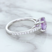 Load image into Gallery viewer, 2.01ct Oval Unheated EGL Certified Purple Sapphire Ring with Diamonds in 18K White Gold