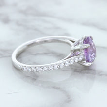 Load image into Gallery viewer, 2.01ct Oval Unheated EGL Certified Purple Sapphire Ring with Diamonds in 18K White Gold