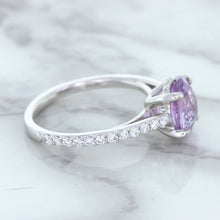 Load image into Gallery viewer, 2.01ct Oval Unheated EGL Certified Purple Sapphire Ring with Diamonds in 18K White Gold