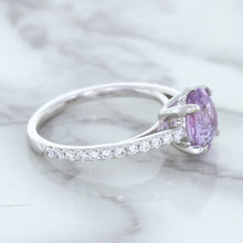 Load image into Gallery viewer, 2.01ct Oval Unheated EGL Certified Purple Sapphire Ring with Diamonds in 18K White Gold