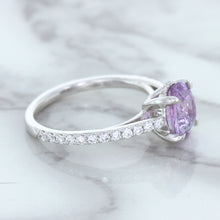 Load image into Gallery viewer, 2.01ct Oval Unheated EGL Certified Purple Sapphire Ring with Diamonds in 18K White Gold