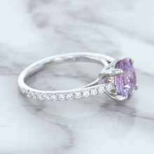 Load image into Gallery viewer, 2.01ct Oval Unheated EGL Certified Purple Sapphire Ring with Diamonds in 18K White Gold