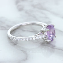 Load image into Gallery viewer, 2.01ct Oval Unheated EGL Certified Purple Sapphire Ring with Diamonds in 18K White Gold