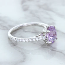 Load image into Gallery viewer, 2.01ct Oval Unheated EGL Certified Purple Sapphire Ring with Diamonds in 18K White Gold